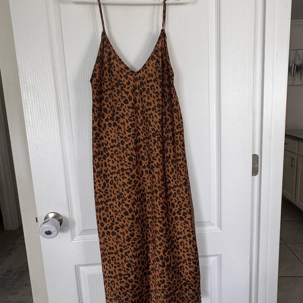 A New Day leopard print midi slip dress